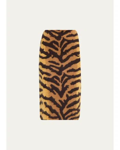 Adam Lippes Amari Brushed Cashmere Skirt In Animal Print