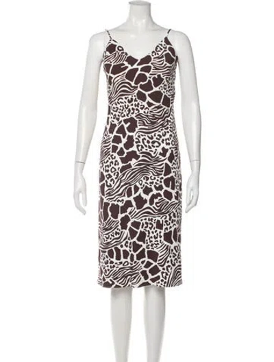 Pre-owned Adam Lippes Animal Print Knee-length Dress In Brown