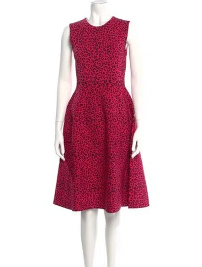 Pre-owned Adam Lippes Animal Print Knee-length Dress In Pink