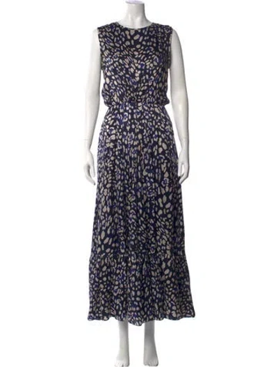 Pre-owned Adam Lippes Animal Print Long Dress In Blue