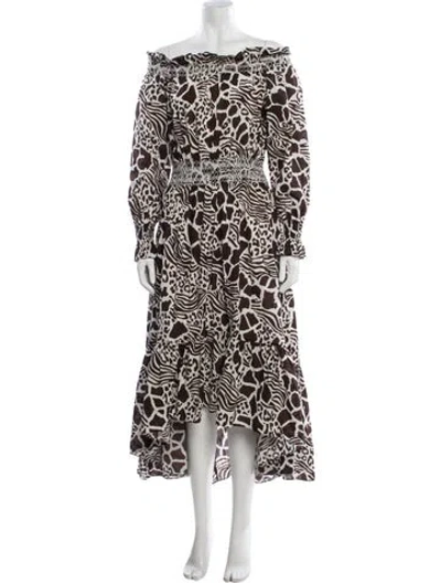 Pre-owned Adam Lippes Animal Print Long Dress In Brown