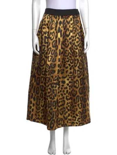 Pre-owned Adam Lippes Animal Print Long Skirt In Yellow