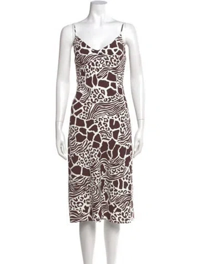 Pre-owned Adam Lippes Animal Print Midi Length Dress In Brown