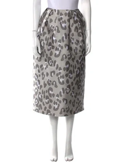 Pre-owned Adam Lippes Animal Print Midi Length Skirt In Silver