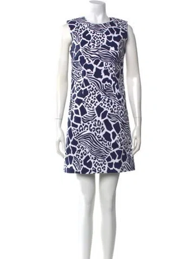 Pre-owned Adam Lippes Animal Print Mini Dress In Blue