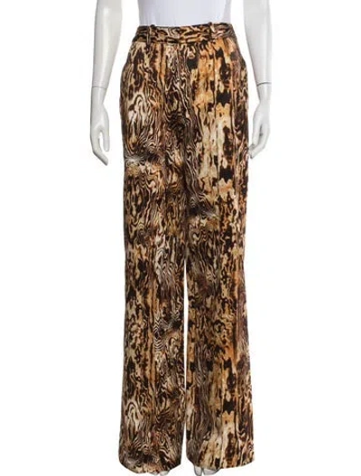 Pre-owned Adam Lippes Animal Print Wide Leg Pants In Brown