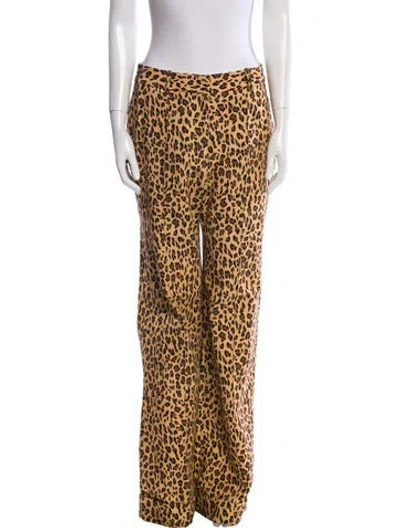 Pre-owned Adam Lippes Animal Print Wide Leg Pants In Multi