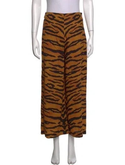 Pre-owned Adam Lippes Animal Print Wide Leg Pants In Multicolor