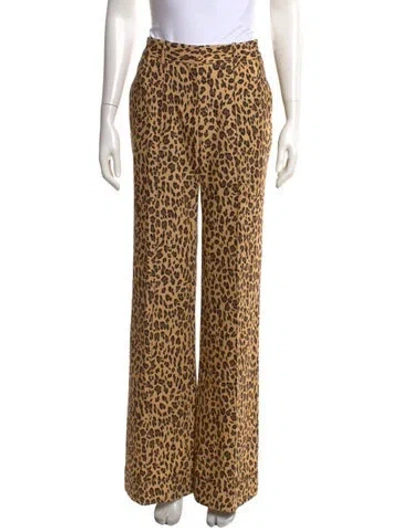 Pre-owned Adam Lippes Animal Print Wide Leg Pants In Multicolor
