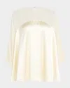 Adam Lippes Apollo Sheer Silk Charmeuse Top In Neutral
