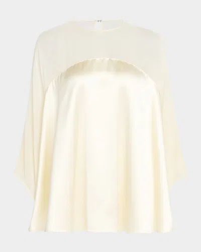 Adam Lippes Apollo Sheer Silk Charmeuse Top In Neutral