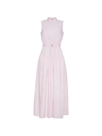 Adam Lippes Arden Belted Sleeveless Dress In Pink