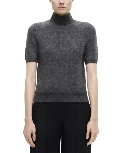 Adam Lippes Ari Brushed-cashmere Mock-neck Top In Gray