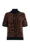 Adam Lippes Ari Leopard Brushed-cashmere Top