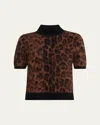 Adam Lippes Ari Leopard Print Brushed Cashmere Sweater In Brown