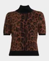 Adam Lippes Ari Leopard Print Brushed Cashmere Sweater In Brown