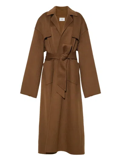 Adam Lippes Arlo Belted Double-breasted Coat In Brown