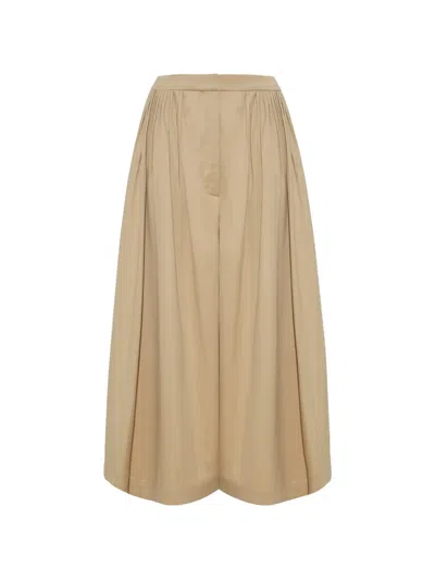 Adam Lippes Athena Pleated Palazzo Pants In Brown