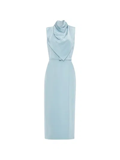 Adam Lippes Bandera Belted Midi Dress In Blue