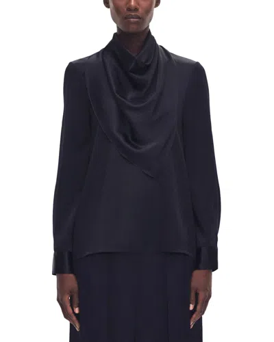 Adam Lippes Bandera Silk Blouse In Black