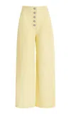 Adam Lippes Barclay Pant In Leather In Yellow