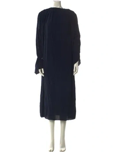 Pre-owned Adam Lippes Bateau Neckline Long Dress In Blue