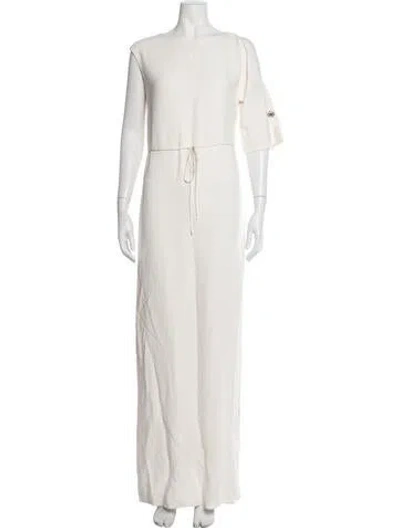 Pre-owned Adam Lippes Bateau Neckline Long Dress In Neutrals
