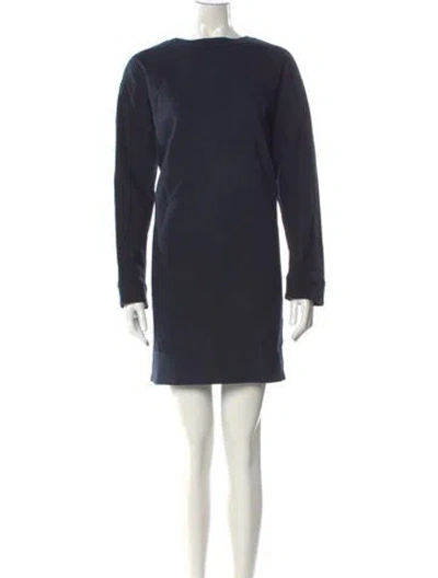 Pre-owned Adam Lippes Bateau Neckline Mini Dress In Blue