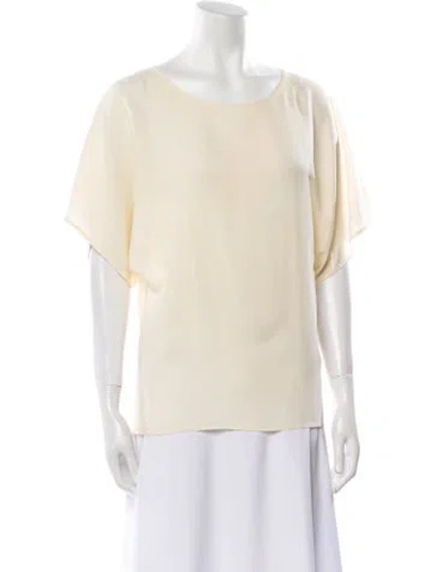 Pre-owned Adam Lippes Bateau Neckline Short Sleeve T-shirt In Neutral