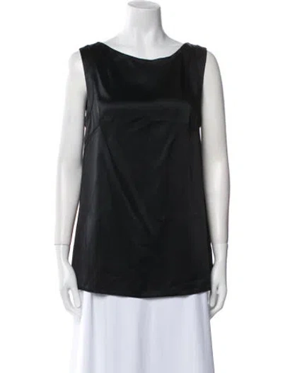 Pre-owned Adam Lippes Bateau Neckline Sleeveless Top In Black