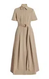 ADAM LIPPES BELTED COTTON TWILL MIDI SHIRT DRESS