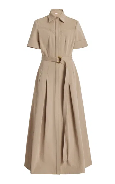 Adam Lippes Belted Cotton Twill Midi Shirt Dress In Neutrals
