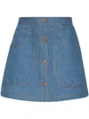 Adam Lippes Bennet Skort In Stone Wash Denim In Blue
