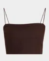 Adam Lippes Bex Fitted Linen Top In Brown