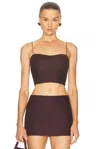 Adam Lippes Bex Cropped Linen Top In Brown