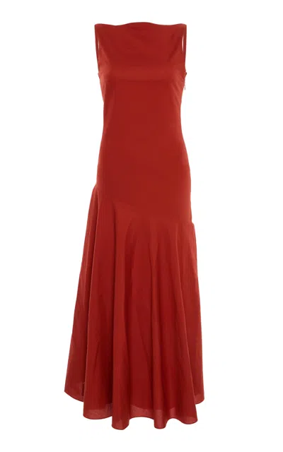 Adam Lippes Bias-skirt Cotton-poplin Midi Dress