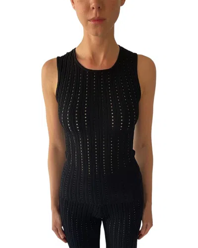 Adam Lippes Black Pointelle Knit Shell