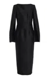 Adam Lippes Boatneck Silk-wool Twill Midi Dress