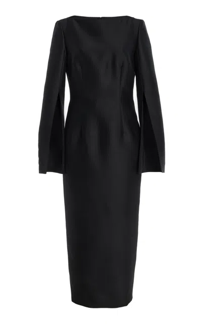 Adam Lippes Boatneck Silk-wool Twill Midi Dress