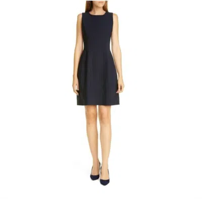 Adam Lippes Bonded Neoprene Above Knee A Line Dress In Navy In Black