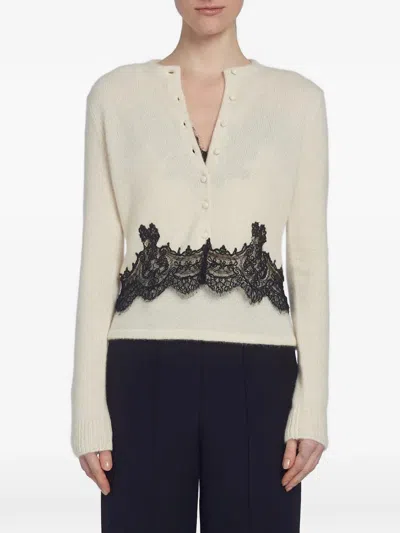 Adam Lippes Briar Lace-trimmed Cardigan In Neutral