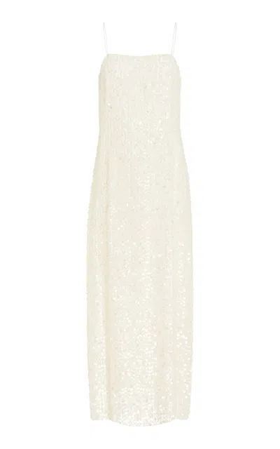 Adam Lippes Brie Dress In Embroidered Mother Of Pearl In Ivory
