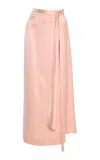 Adam Lippes Bruna Silk Charmeuse Midi Wrap Skirt In Pink