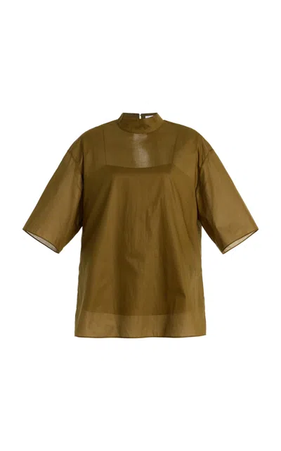 Adam Lippes Brynn Cotton-organdy Top In Brown