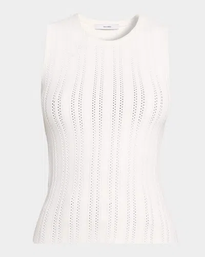 Adam Lippes Brynn Pointelle Knit Sleeveless Top In White