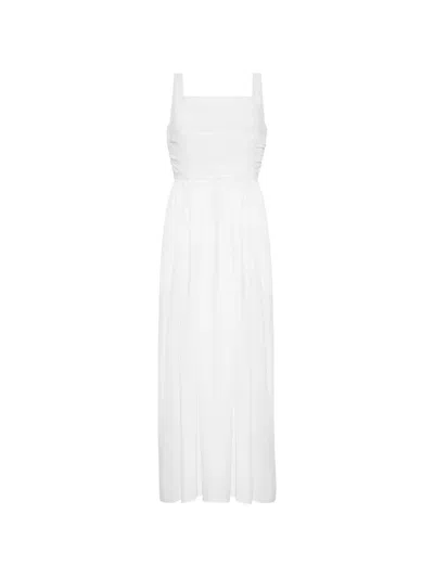 Adam Lippes Calista Ruched-bodice Dress In White