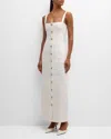 Adam Lippes Camille Button-detailed Stretch-cotton Crepe Midi Dress In White