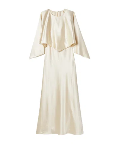 Adam Lippes Larys Layered Asymmetric Cape-effect Silk-charmeuse Maxi Dress In Neutral