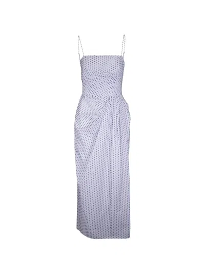 Adam Lippes Cari Spaghetti-strap Draped Dress In Blue