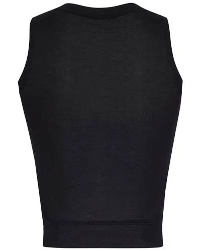 Adam Lippes Cashmere & Silk-blend Knit Shell In Black